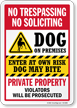 Dog On Premises No Trespassing No Soliciting Sign