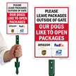 Dogs Open Packages Leave Outside Gate LawnPuppy Sign