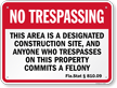 Florida Bilingual No Trespassing Construction Site Sign