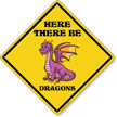 Funny Here There Be Dragons Sign 