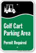 Golf Cart Parking Area Permit Required Sign
