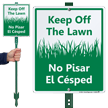 Bilingual Keep Off Grass LawnBoss® Sign & Stake Kit