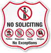 No Soliciting No Exceptions Shield Sign