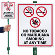 No Tobacco Or Marijuana Smoking LawnBoss Sign