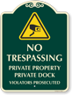 No Trespassing Private Dock Designer Sign