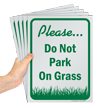 Please Do Not Park On Grass Sign