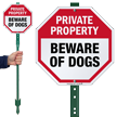 Private Property Beware Of Dogs LawnBoss Sign
