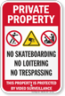 Private Property No Skateboarding Surveillance Sign