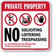 Private Property No Soliciting Trespassing Sign