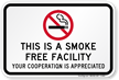 Smoke Free Facility Sign