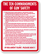 Ten Commandments of Gun Safety Sign