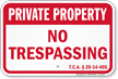 Tennessee Private Property Sign