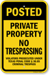Texas Private Property No Trespassing Posted Sign