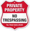 Texas Private Property Shield Sign