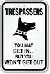 Trespassers Warning Beware Of Dog Sign