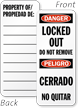 Bilingual Danger Locked Out Padlock Label