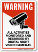 All Activities Monitored And Recorded Warning Sign