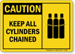 Caution Keep All Cylinders Chained Sign