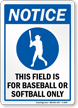 Baseball Notice Sign