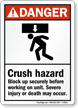 ANSI Crush Hazard Severe Injury May Occur Sign