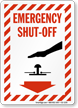 Emergency Shut Off Stripped Border Sign