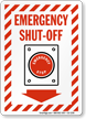 Emergency Shut Off Stripped Border Sign