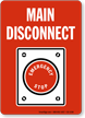 Main Disconnect Emergency Stop Sign