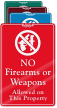 No Firearms Or Weapons Allowed ShowCase Wall Sign