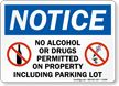 Notice No Alcohol Drugs Sign