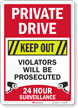 Private Drive Keep Out 24 Hour Surveillance Sign