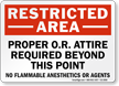 Proper O R Attire Required Restricted Area Sign