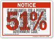 Red 51% Handgun Notice Sign