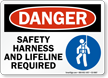 Safety Harness Lifeline Required Danger Sign