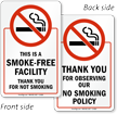 Smoke Free Facility, Thank You Sign