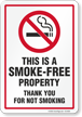 This Is A Smoke Free Property No Smoking Sign