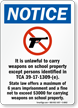 Unlawful Carry Weapons Sign