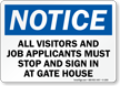 All Visitors, Job Applicants Sign In Sign