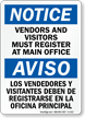 Notice Vendors Visitors Must Register Bilingual Sign