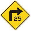 Right Curve Symbol Custom Advisory Speed Sign