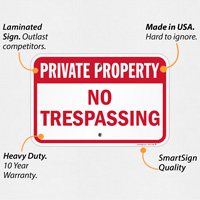 Private Property No Trespassing Signs (Red)