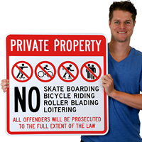 Private Property,No Skateboarding, Bicycle Riding,Security Sign