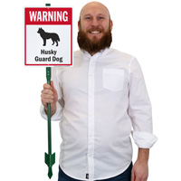 Warning Husky Guard Dog LawnBoss Sign