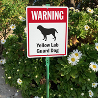 Warning Yellow Lab Guard Dog LawnBoss™ Signs