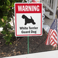 Warning White Terrier Guard Dog LawnBoss™ Signs