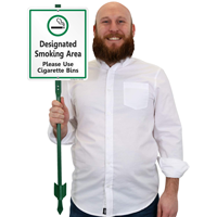 Designated Smoking Area Use Cigarette Bins Sign