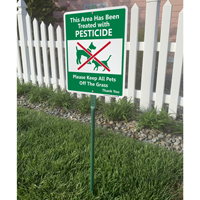 Pesticide warning sign for lawn