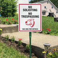 Dog Warning Sign: No Soliciting, No Trespassing