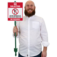 Alert: No soliciting, no excuses LawnBoss sign