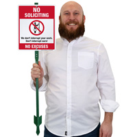 No Soliciting No Excuses LawnBoss Sign