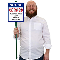 Alcohol Drug Weapon Free Zone LawnBoss Sign